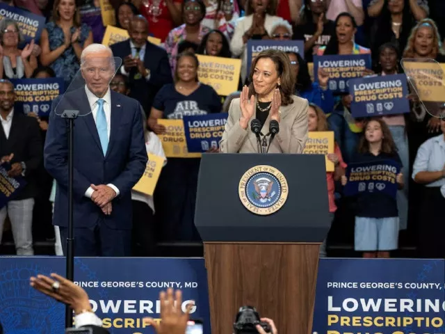 vice president and democratic presidential candidate kamala harris delivers remarks as us president joe biden looks on at an event on medicare drug price negotiations in prince george s county maryland us august 15 2024 photo reuters vice president and democratic presidential candidate kamala harris delivers remarks as us president joe biden looks on at an event on medicare drug price negotiations in prince george s county maryland us august 15 2024 photo reuters